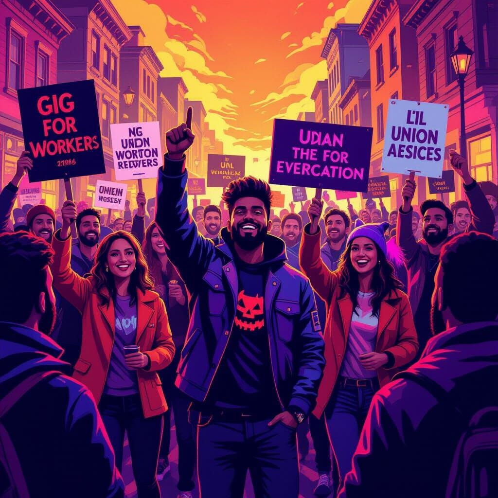 Gig Workers Rally for Unionization in Halloween Costumes