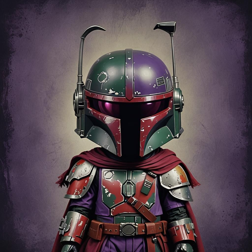 Whimsical Boba Fett Portrait in Gothic Style