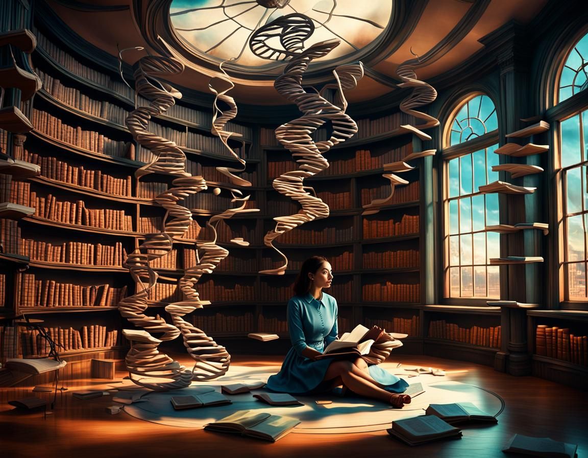 Surreal Library Scene in Digital Matte Painting