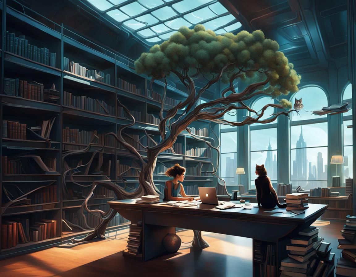 Ethereal Library Dreamscape Envisioned in Syd Mead's Futuris...