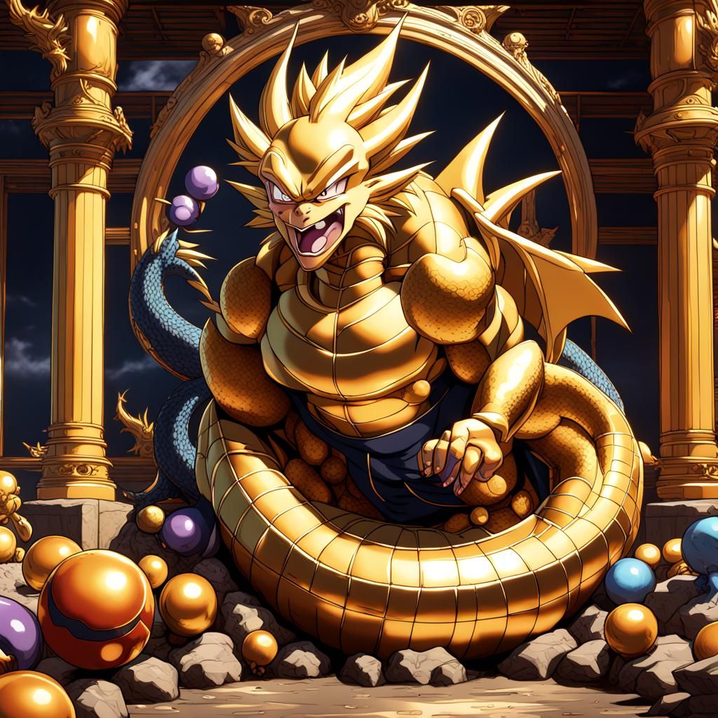 Dragon Ball Pokemon Hybrid in Detailed Digital Painting