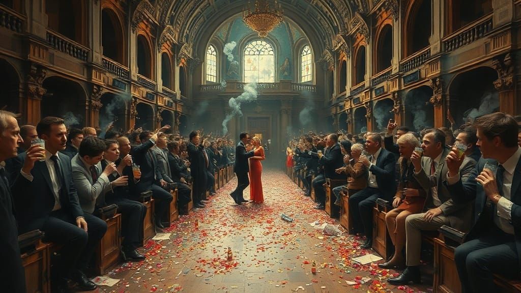 Chaos Erupts in Grand Church Hall Party