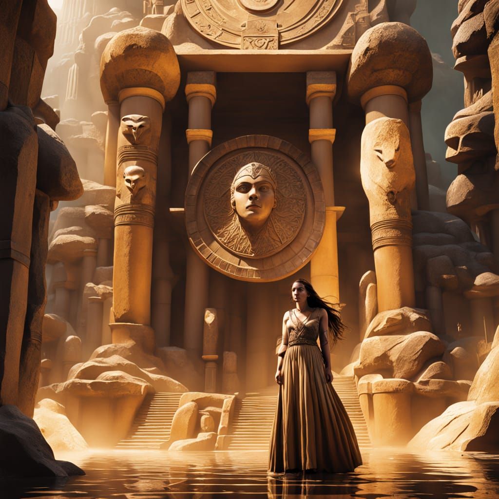 Mysterious Helga Sinclair in Ancient Atlantis Temple