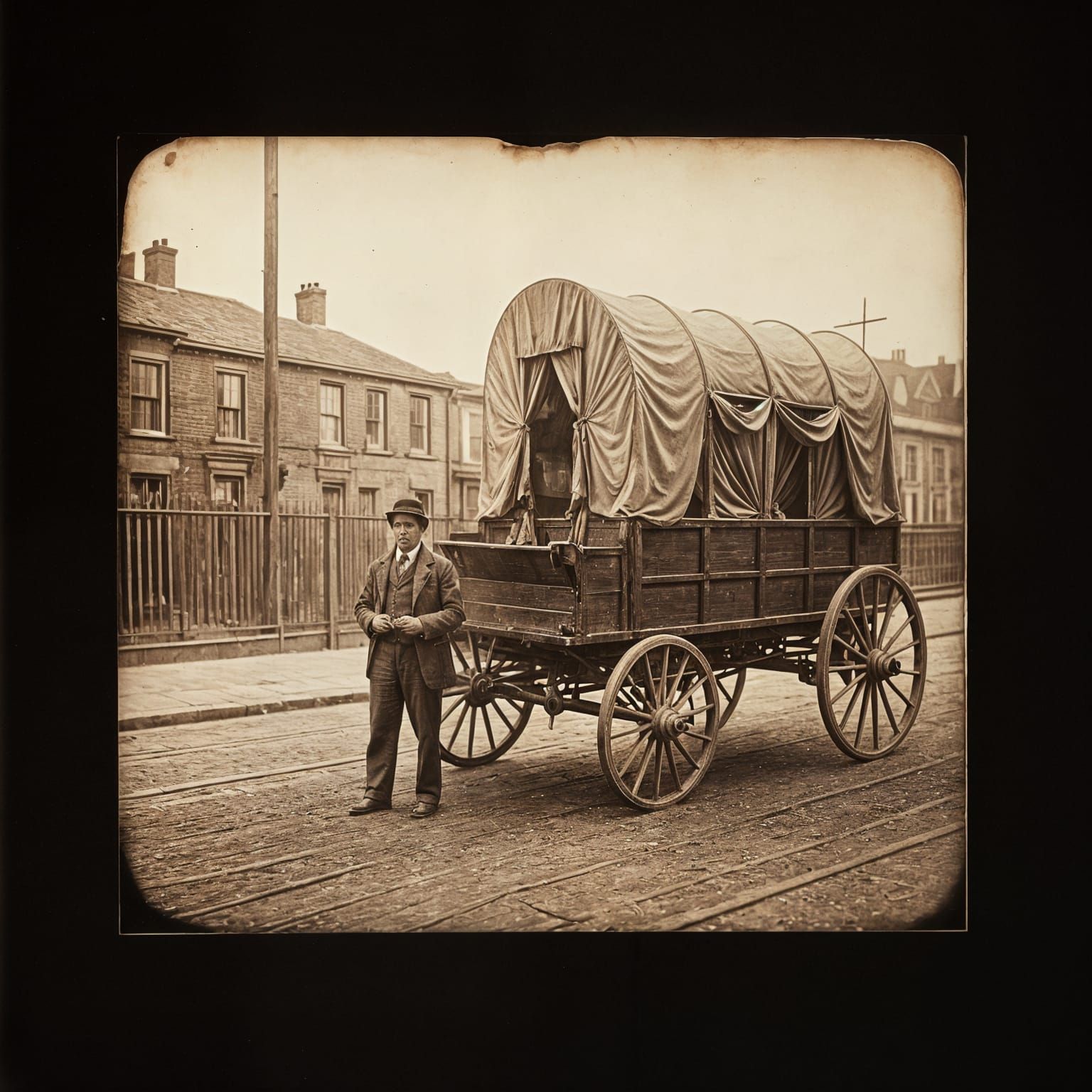 Roger Fenton's Assistant and Wagon: Salted Paper Print