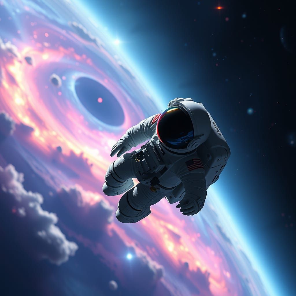 Astronaut Gazing at Nebula in Space as Concept Art