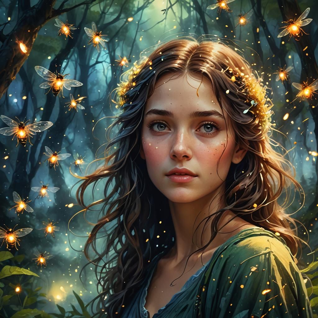 Fantasy Fairytale Portrait in Watercolor Style