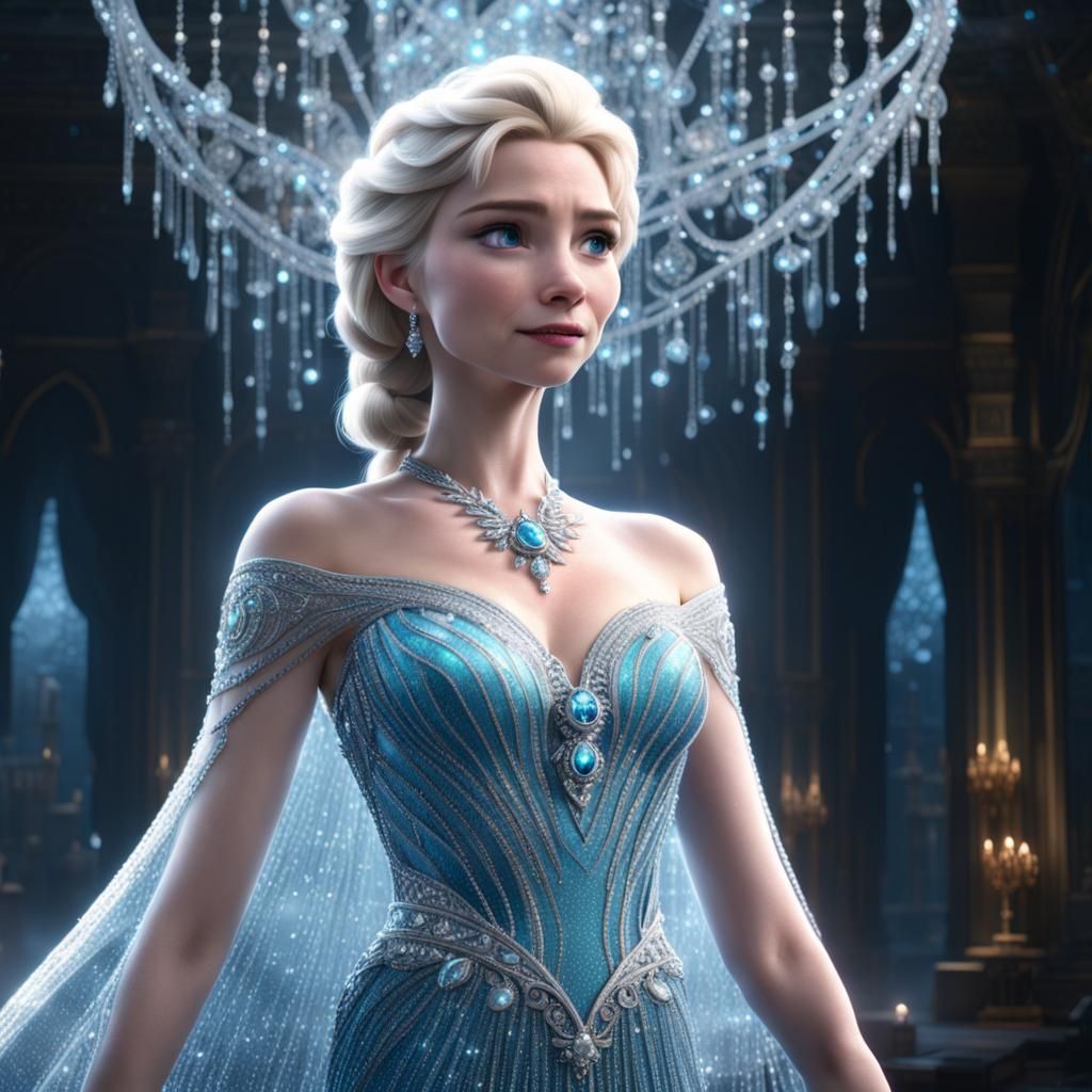 Elsa in Sparkling Dress: Digital Matte Painting