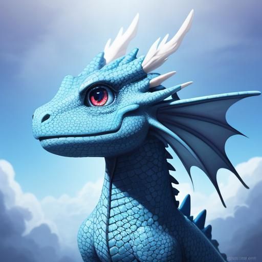 Adorable Dragon Plays Ball: Whimsical Digital Art