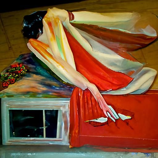Abstract Painting in Mid-Century Modern Style