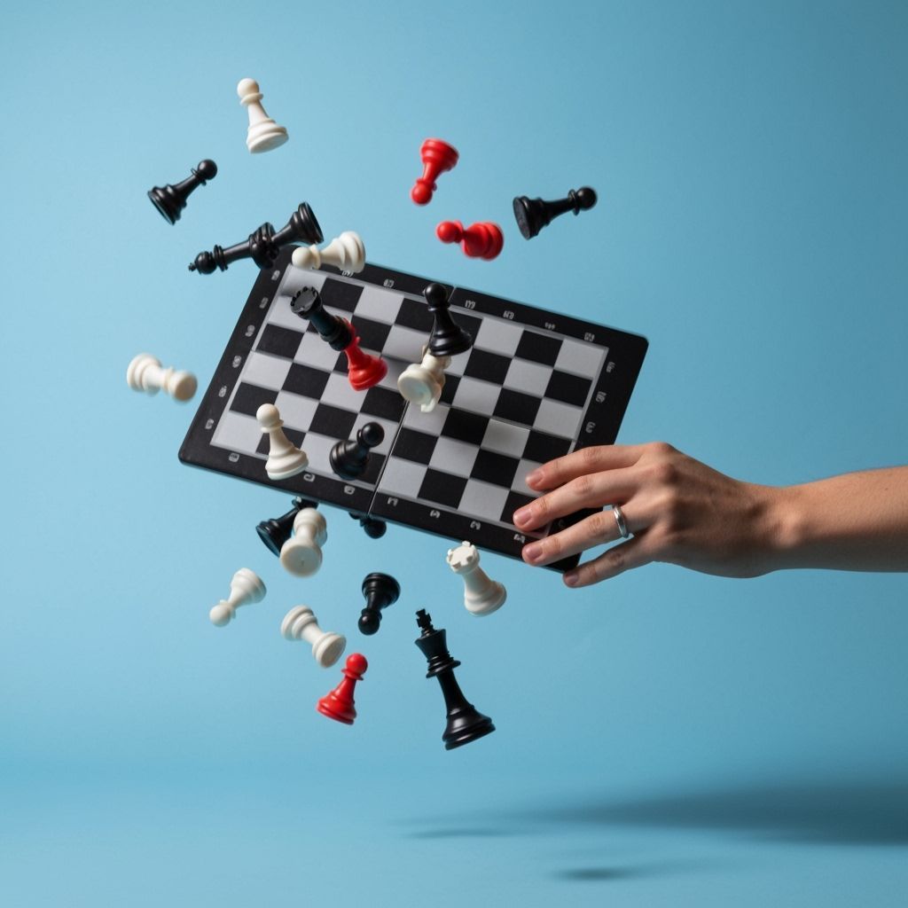 Chessboard Flip Captured Mid-Air
