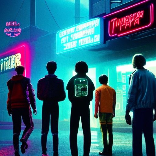 Stranger Things in Cyberpunk 2099 Neon Style