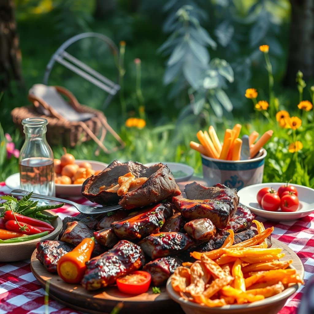 Rustic Summer Picnic with BBQ Feast