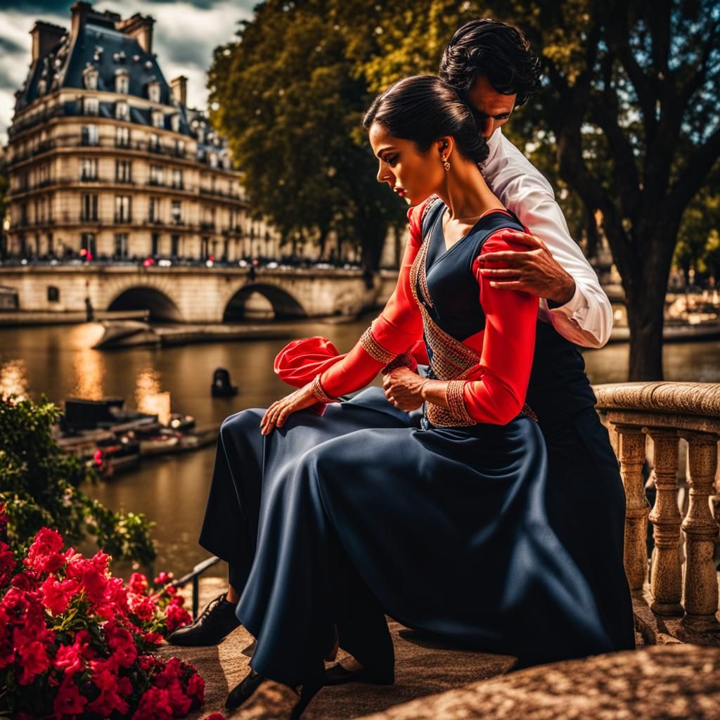 Tango Dancers in Paris: Hyperrealistic Cinematic Shot