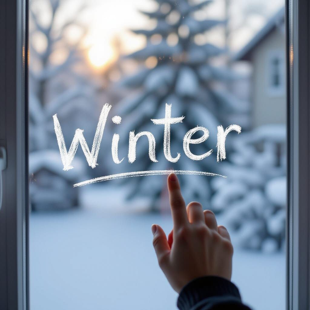 Winter Scrawled on Steamy Window