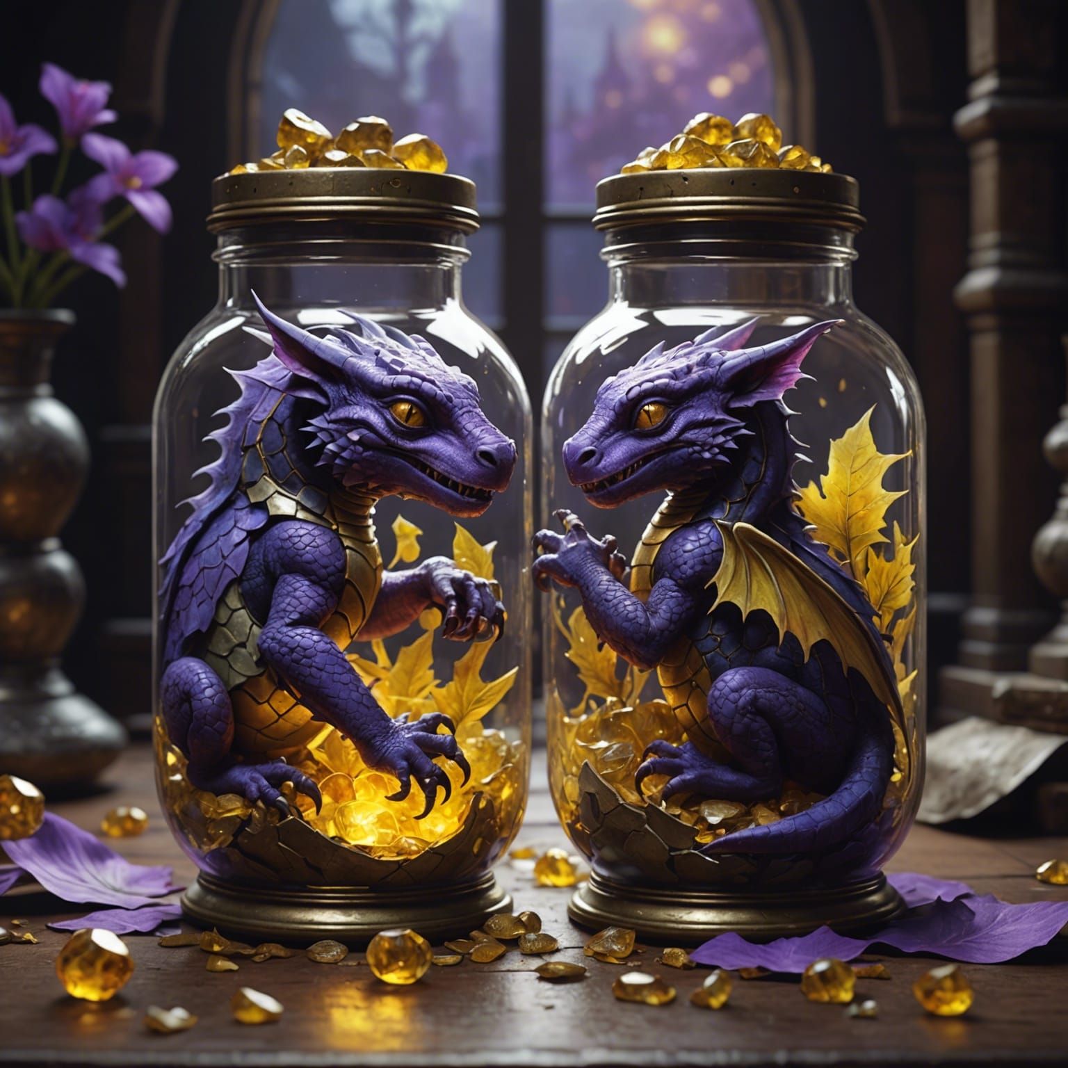 Dragons Cuddling: Dark Fantasy Concept Art