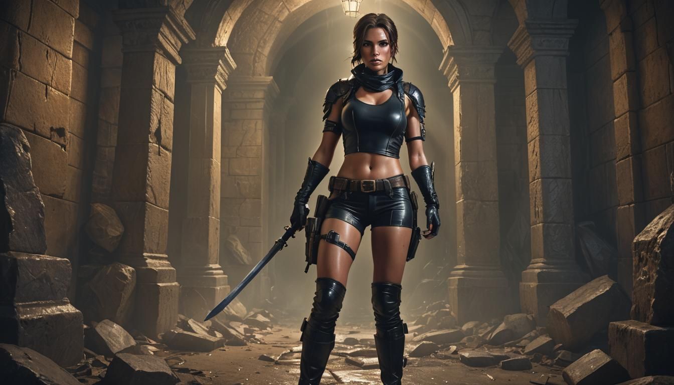 Lara Croft Burglar Portrait in Tomb of Maussolos