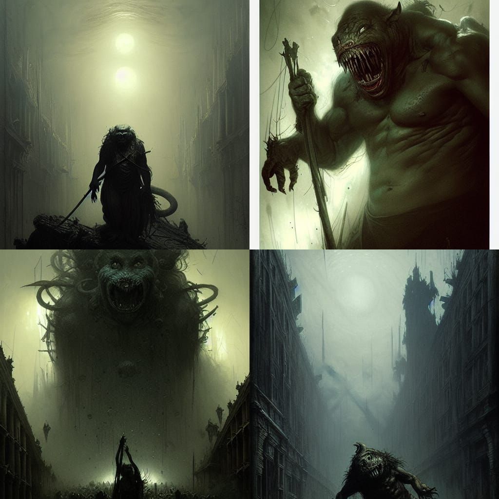 Terrifying Wererat Ogre in Gothic Horror Style