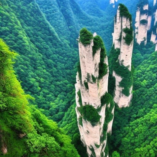 Pandora-like Tianzi Mountains Landscape by James Gurney