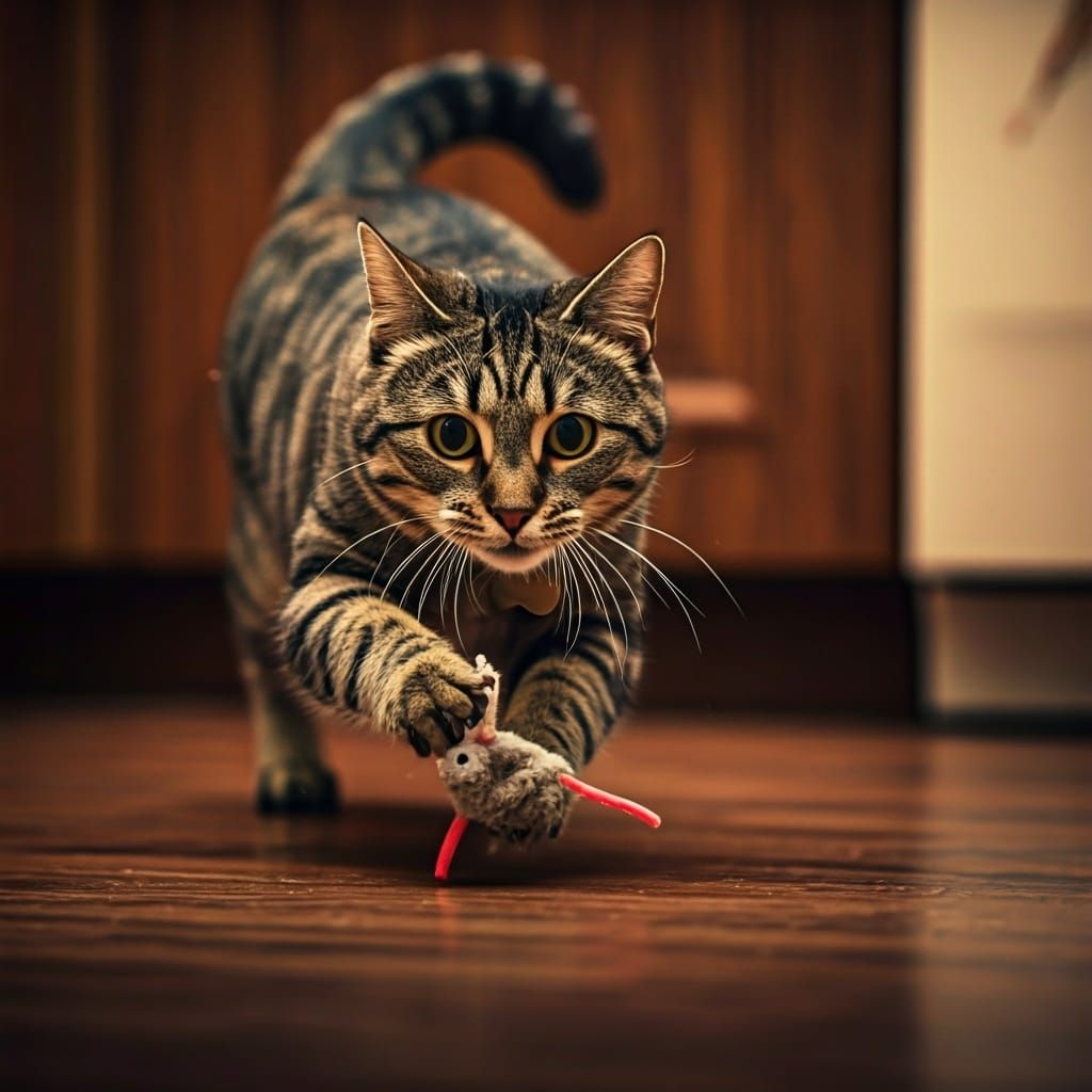 Tabby Cat in Kitchen with Cinematic Lighting