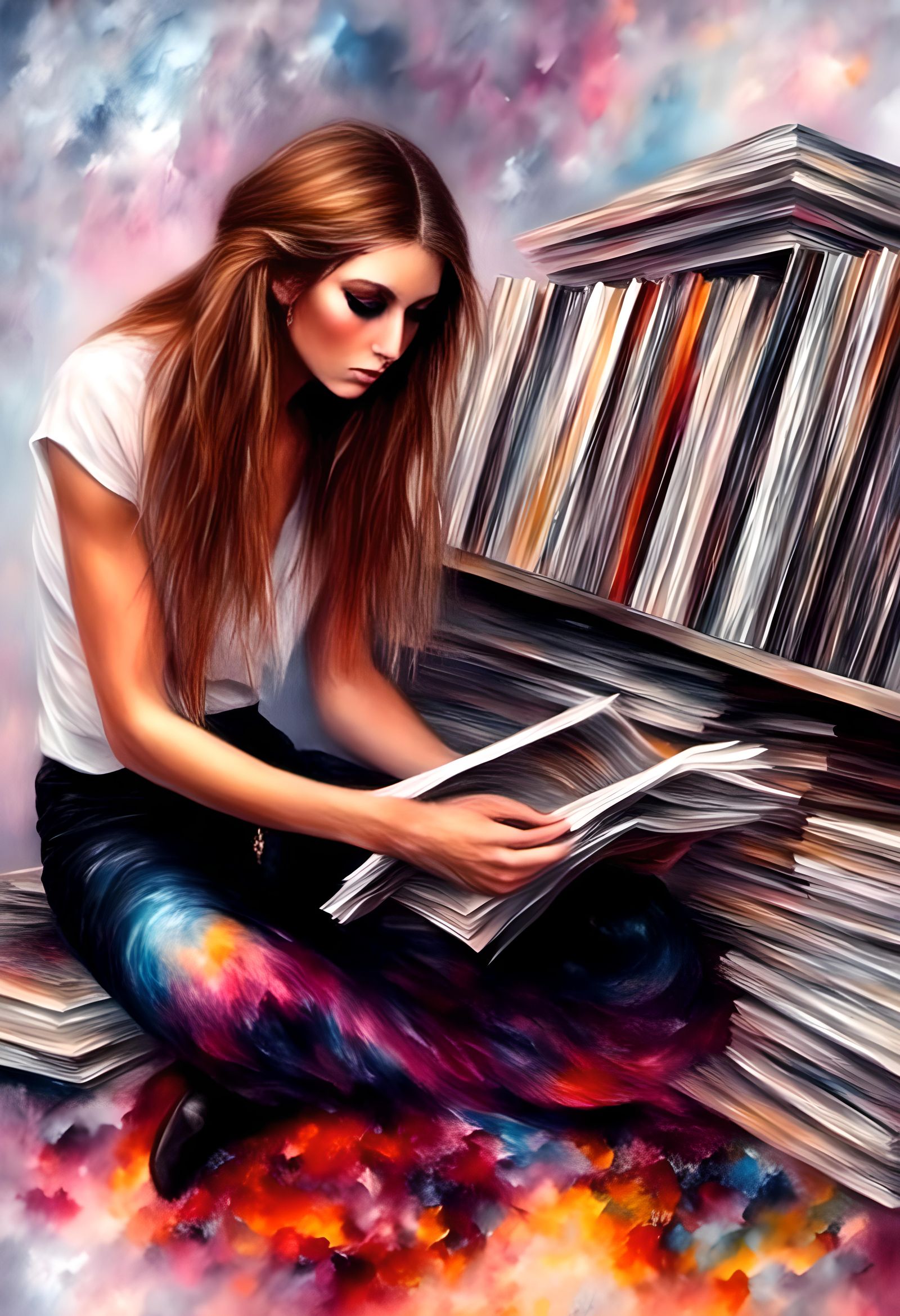 Browsing LP Records in 70s Style