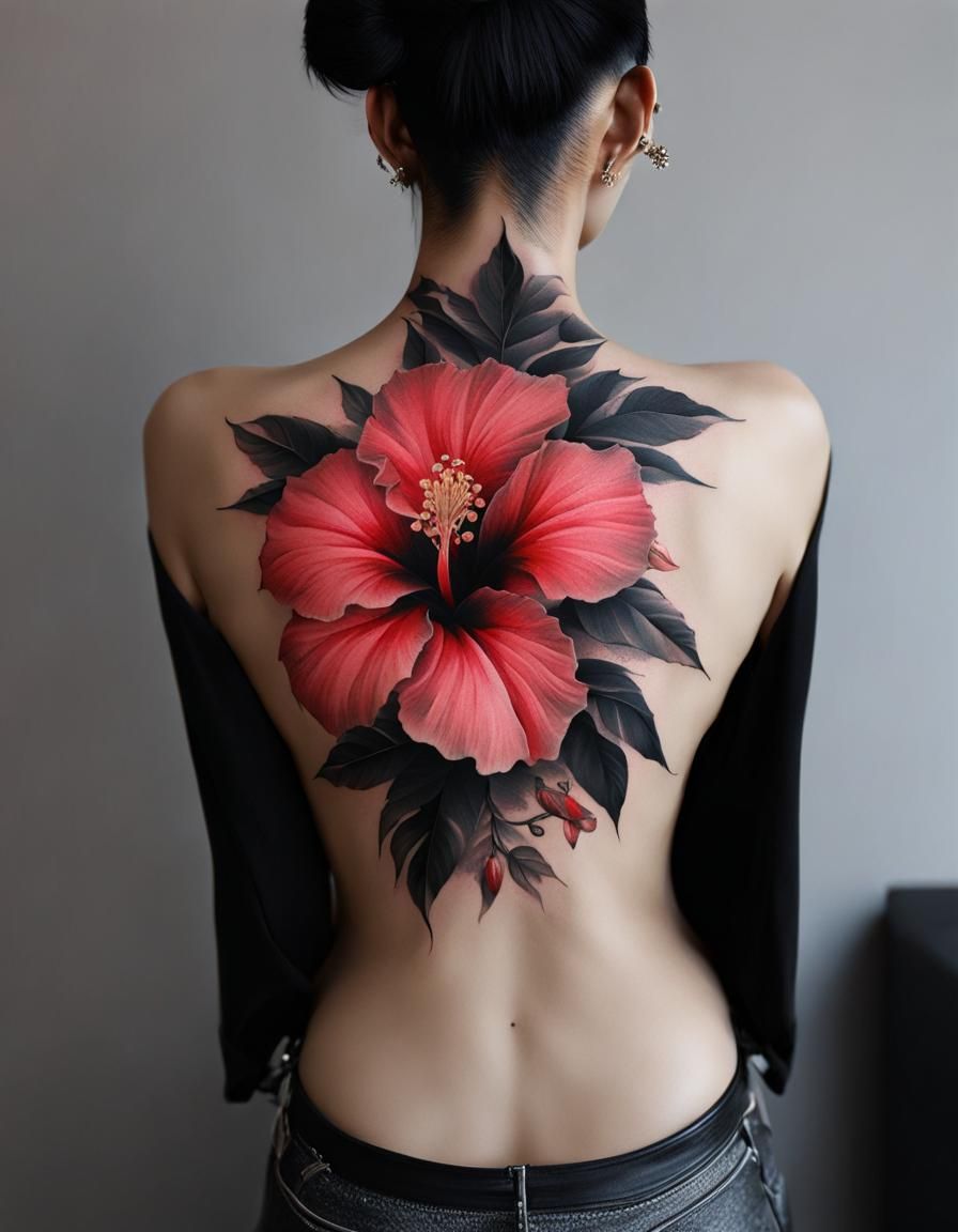 Hibiscus Yakuza Tattoo Art by WLOP