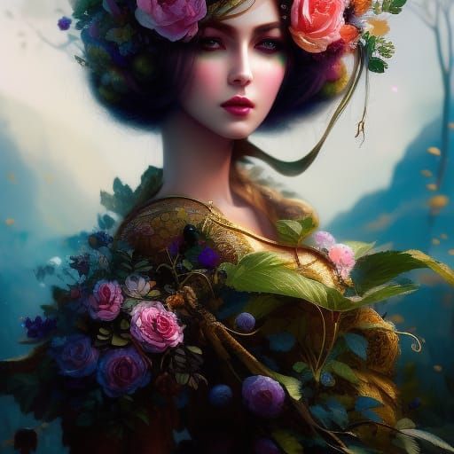 Fiery Princess Portrait in Detailed Matte Painting Style