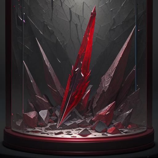 Red Crystal Dagger in Shattered Display Case