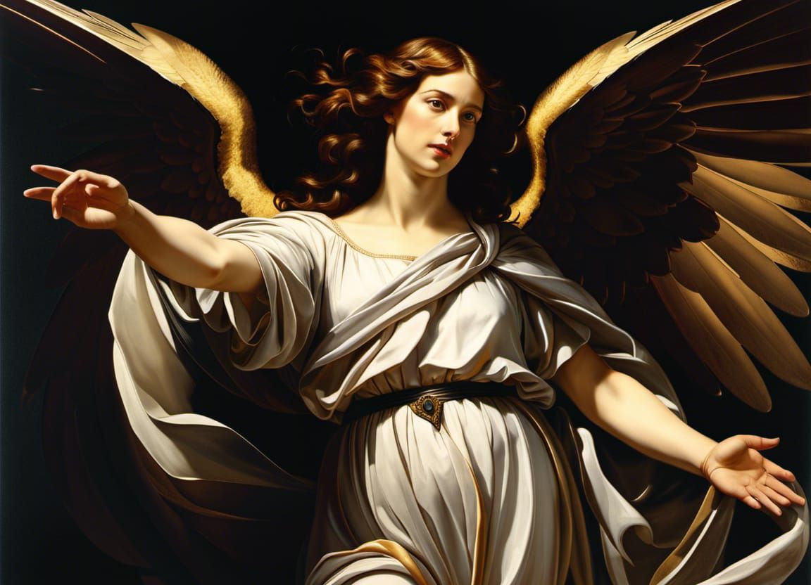 Radiant Angel with Wings in Baroque Style