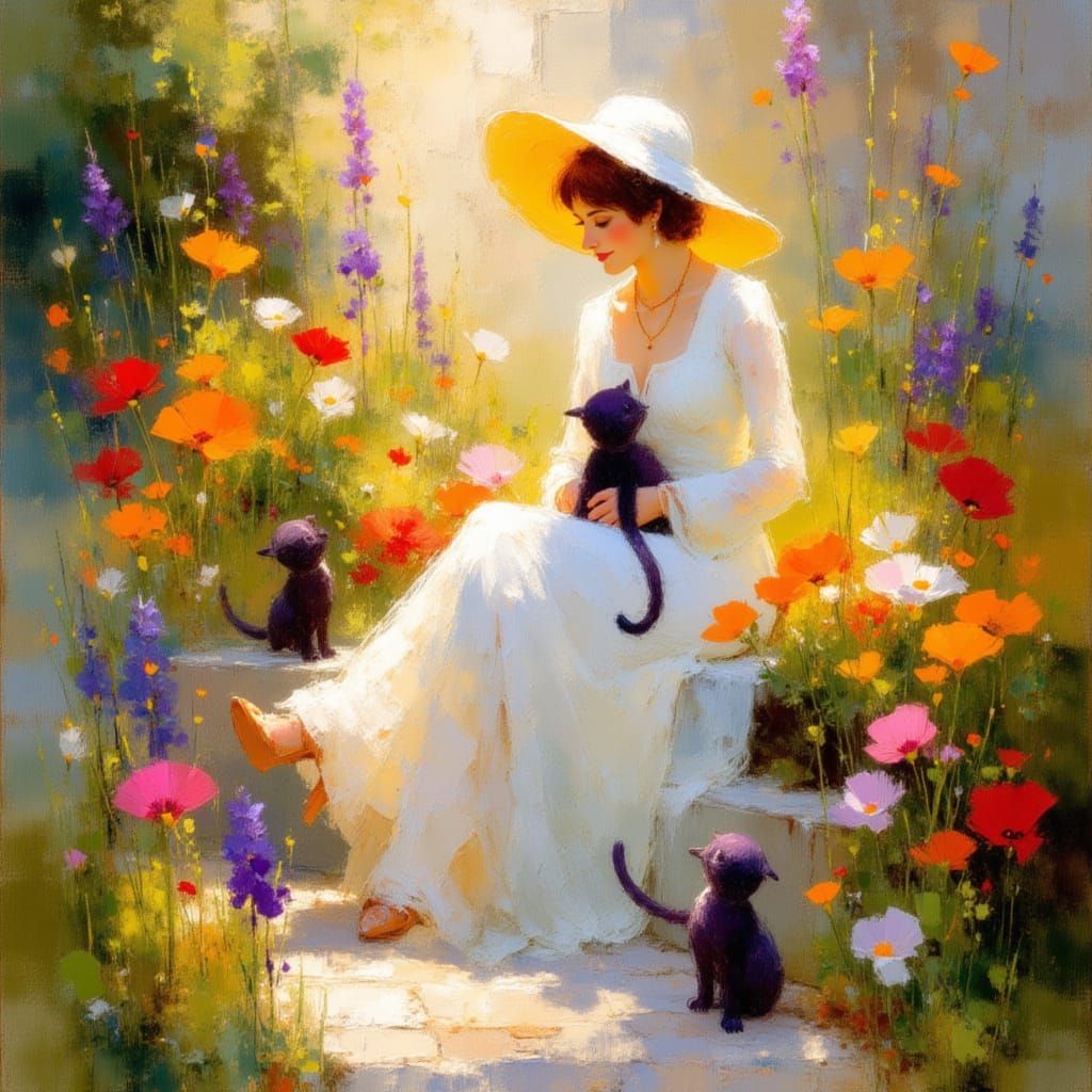 Vibrant Spring Scene in Impressionist Oil Painting Style