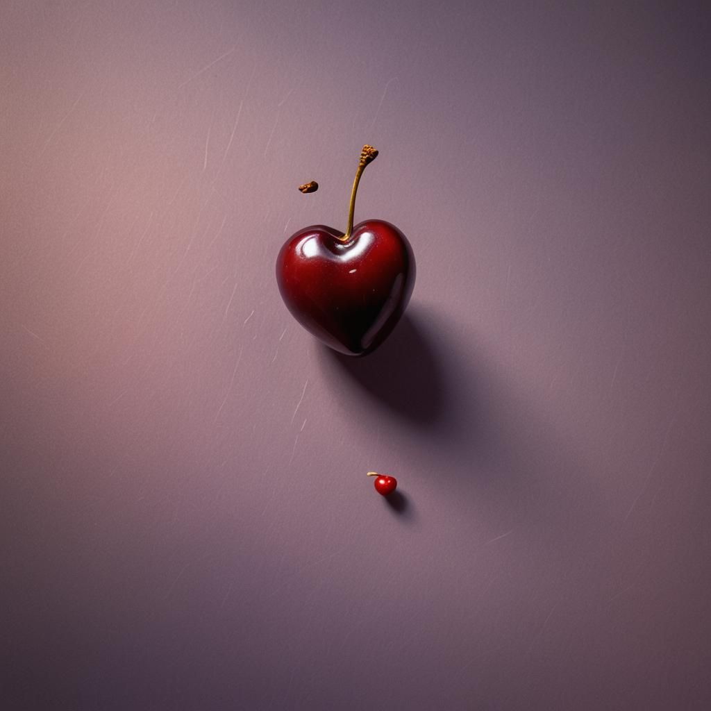 Cherry Heart in Hyperrealistic Macro Photography