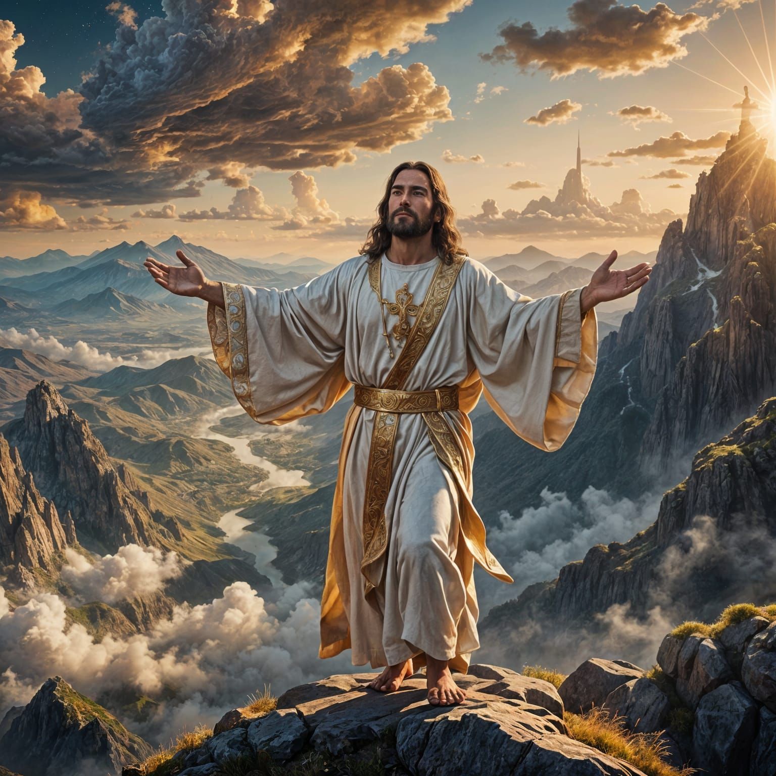 Jesus Blessing the World: Detailed Matte Painting