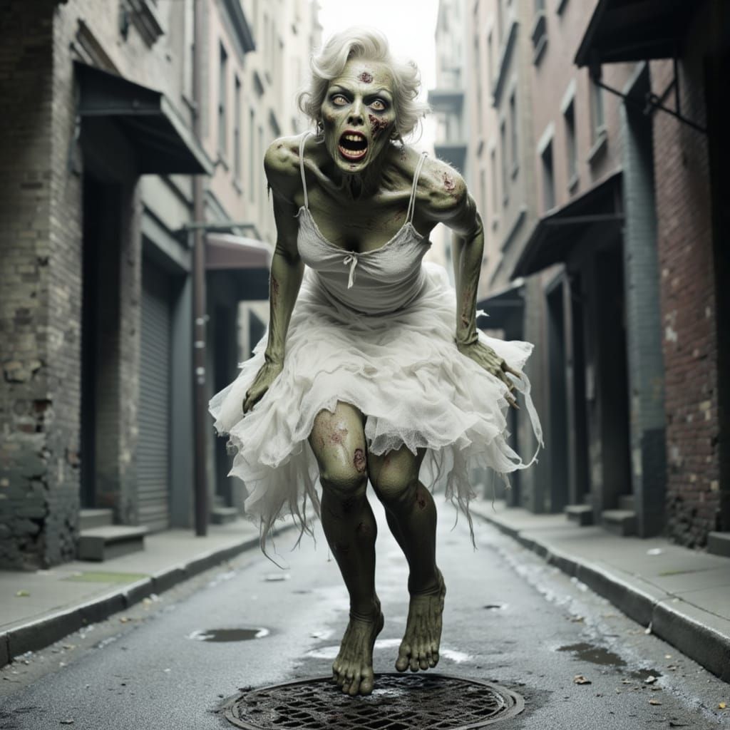 Zombie Marilyn Monroe in Iconic White Dress