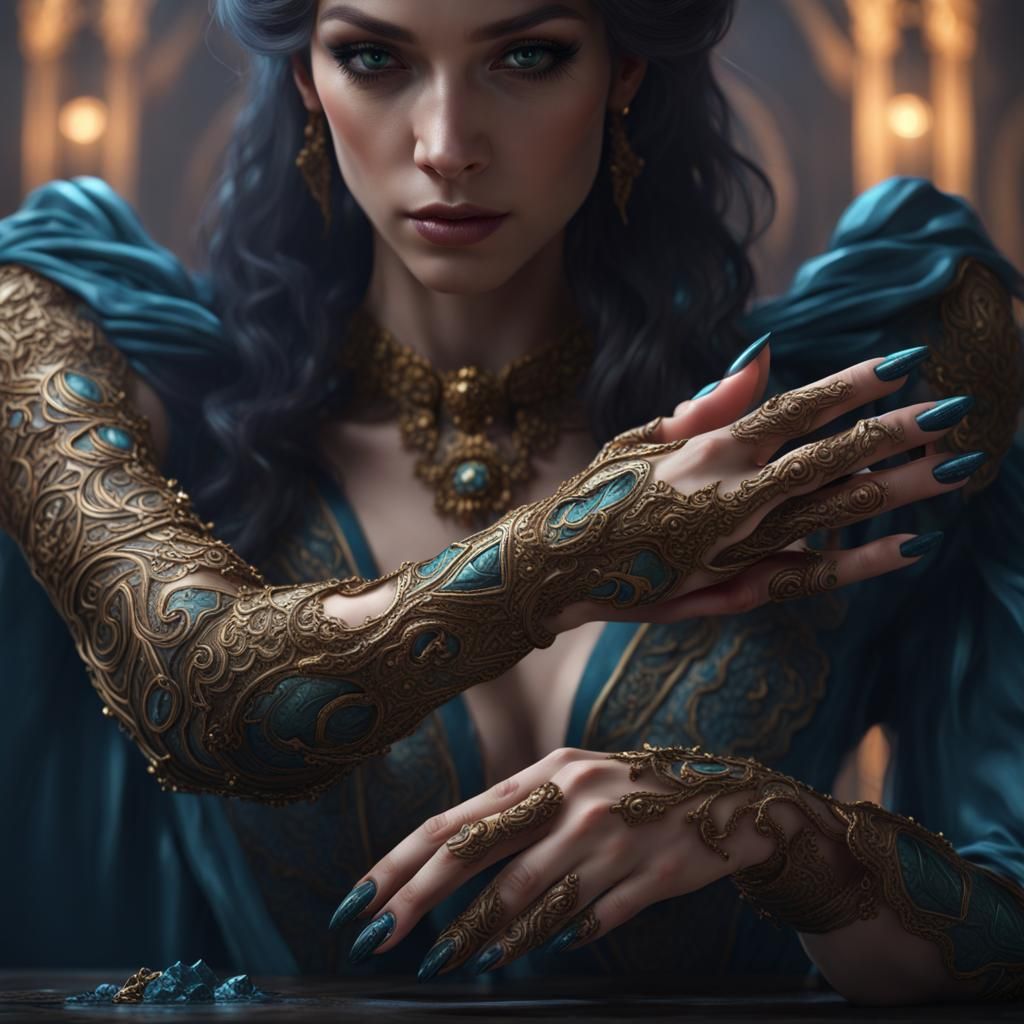 Woman's Beautiful Hands with Long Nails