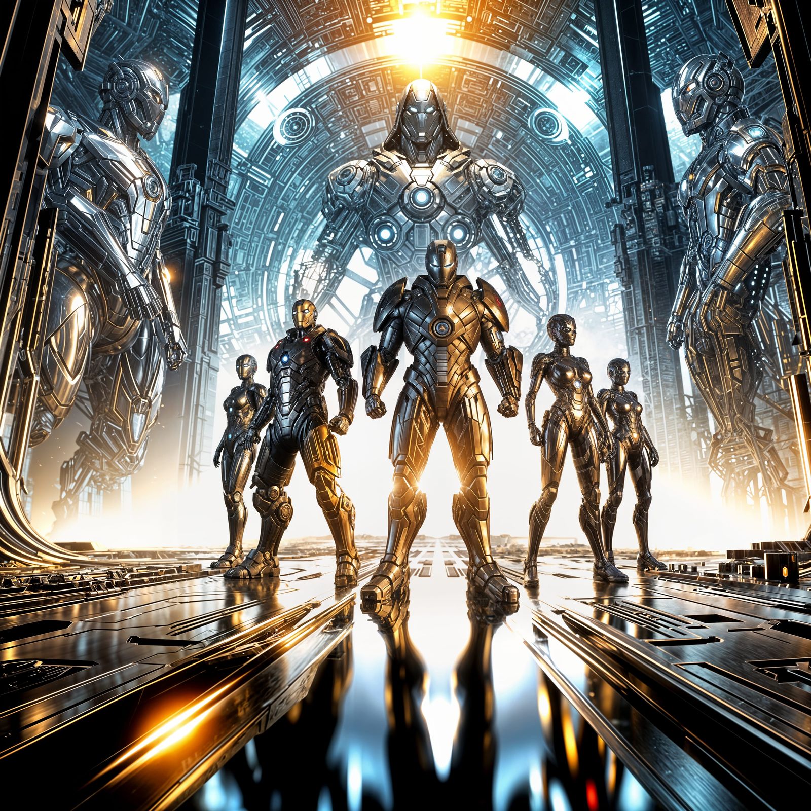 Sci-Fi Heroes in Futuristic Epic Scene