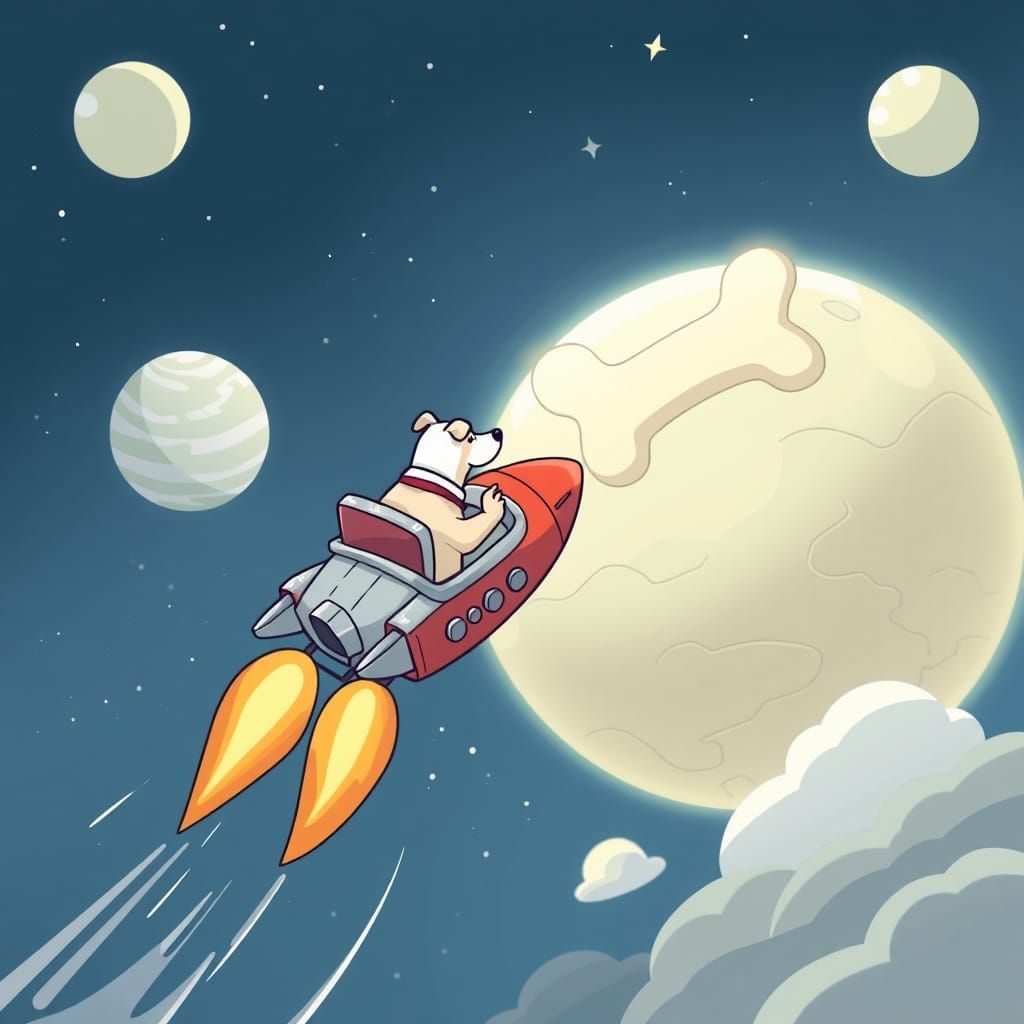 Dogs in Spaceship Fly to Milkbone Planet