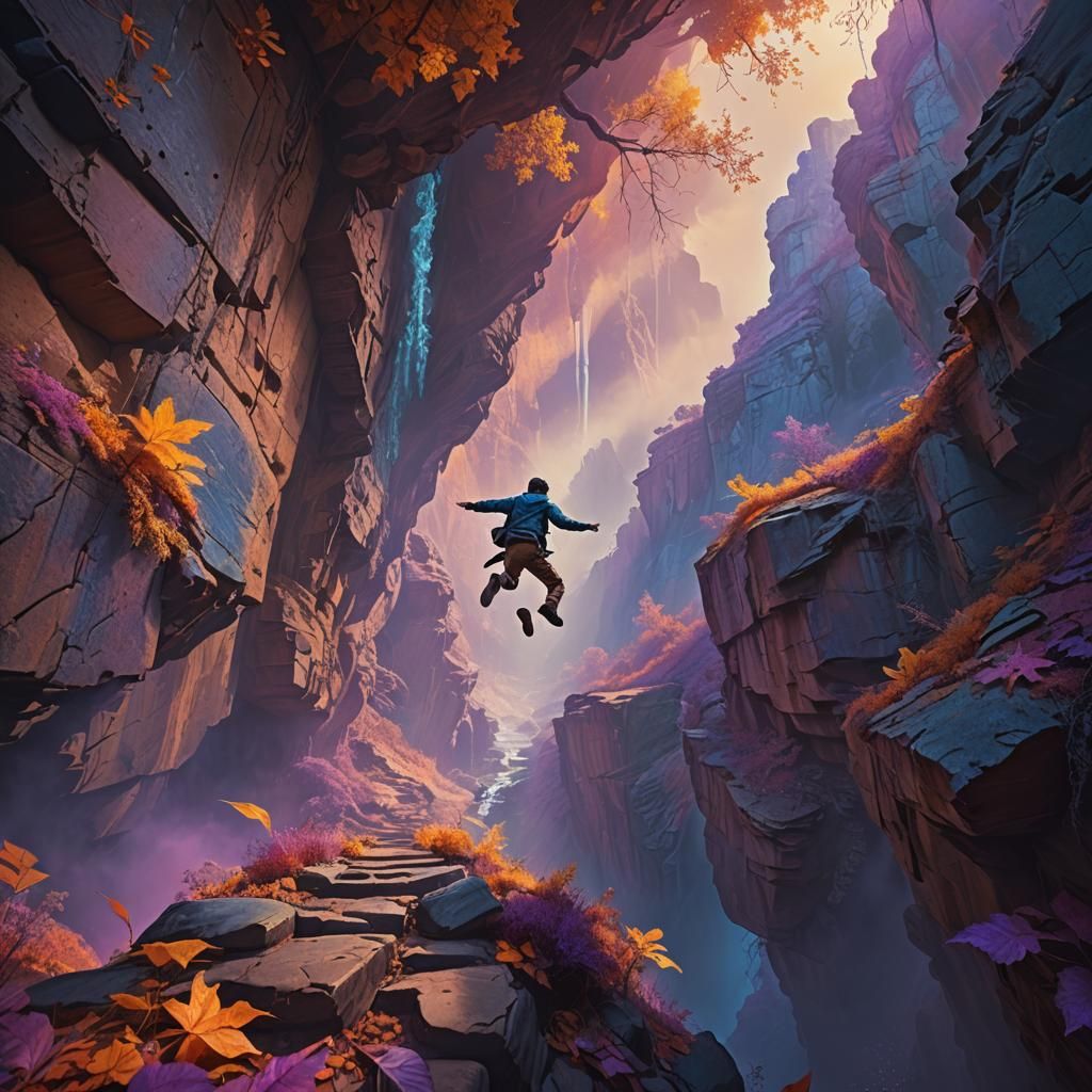 Dreamlike Canyon: Fantasy Art in Autumn Colors