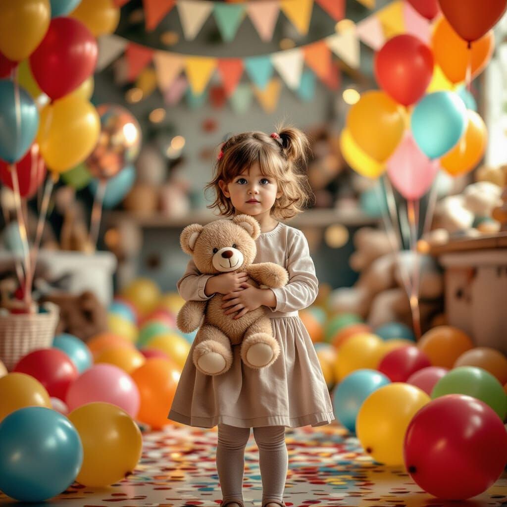 Toddler's Balloon Phobia: Photorealistic Portrait