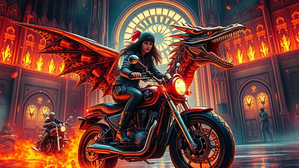 Cyberpunk Pirate Dragon Rider in Concert