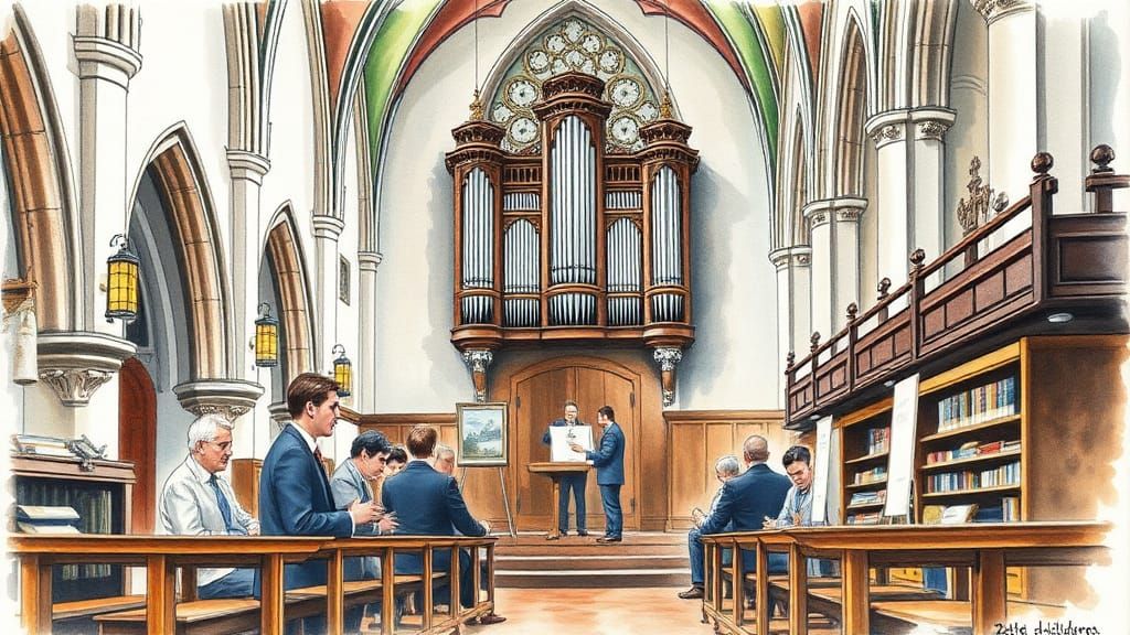 Old England Scene as Watercolor Charcoal Drawing