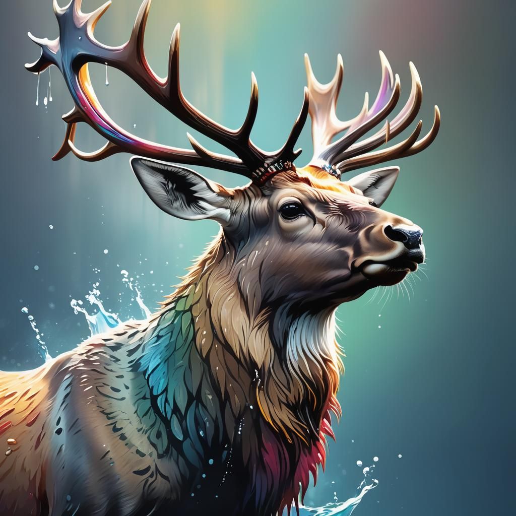 Hyperrealistic Seal-Elk Hybrid Animal Concept Art