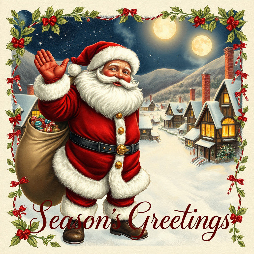 Vintage Santa Claus Postcard: Season's Greetings