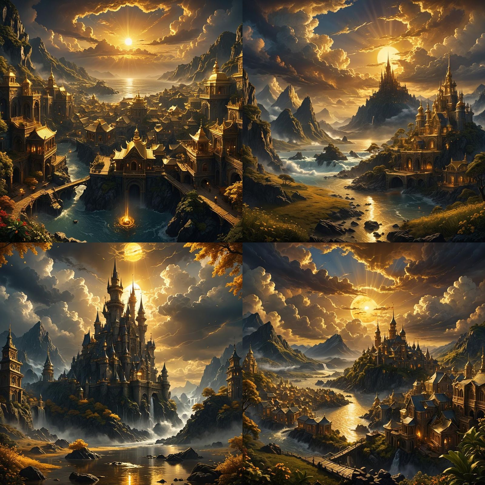 Golden Sunrise: Detailed Fantasy Concept Art