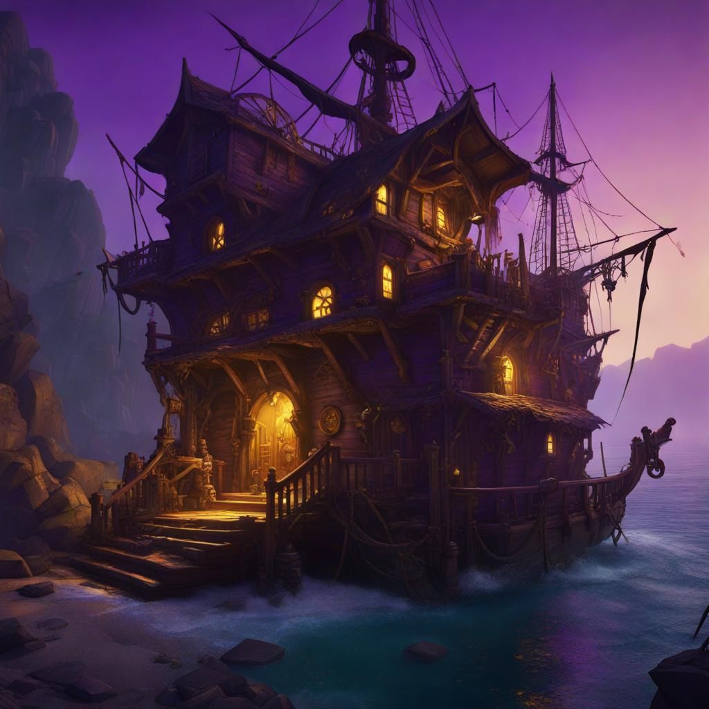 Pirate Hideout: Dark Fantasy Concept Art