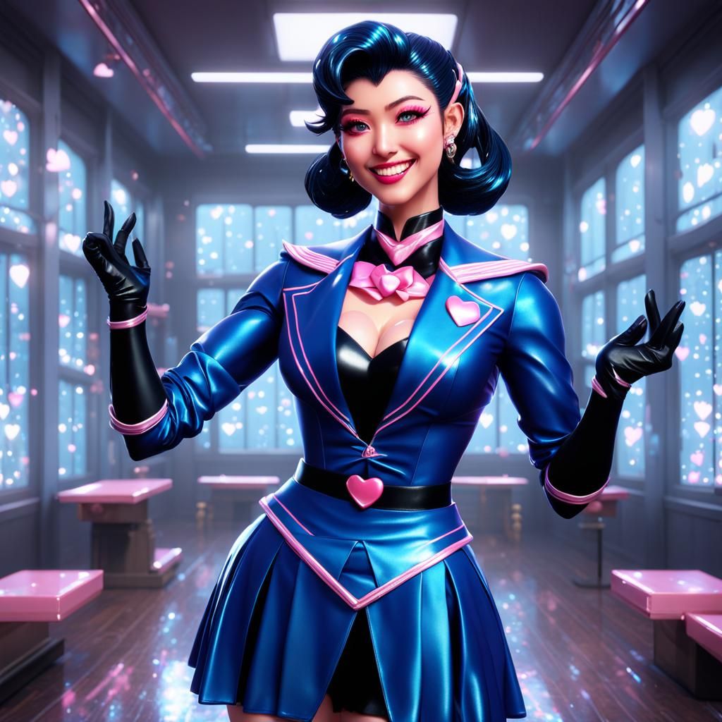 Heroic Sailor Scout in Pink, Hyperdetailed Digital Art