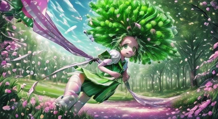 Child Flying Kite: Whimsical Spring Art