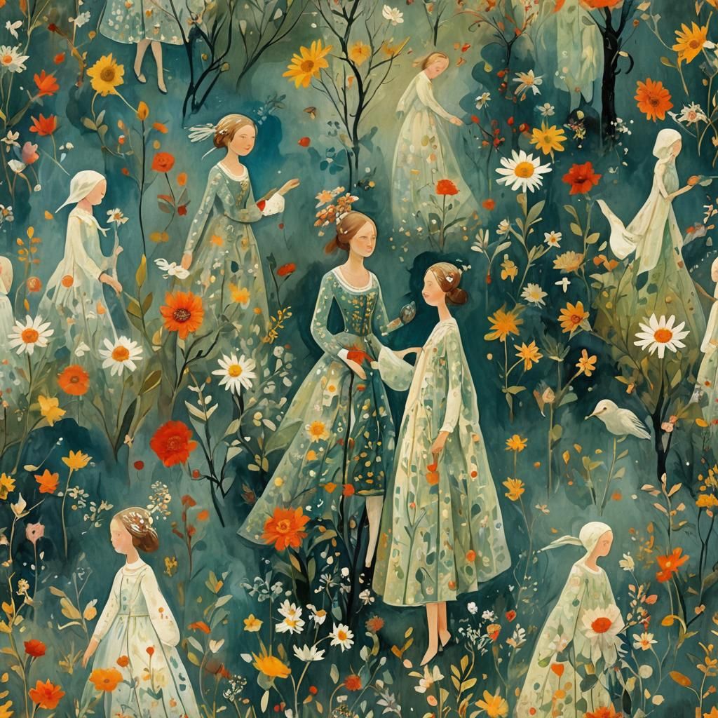 Enchanting Folklore Scene with Painterly Brushwork