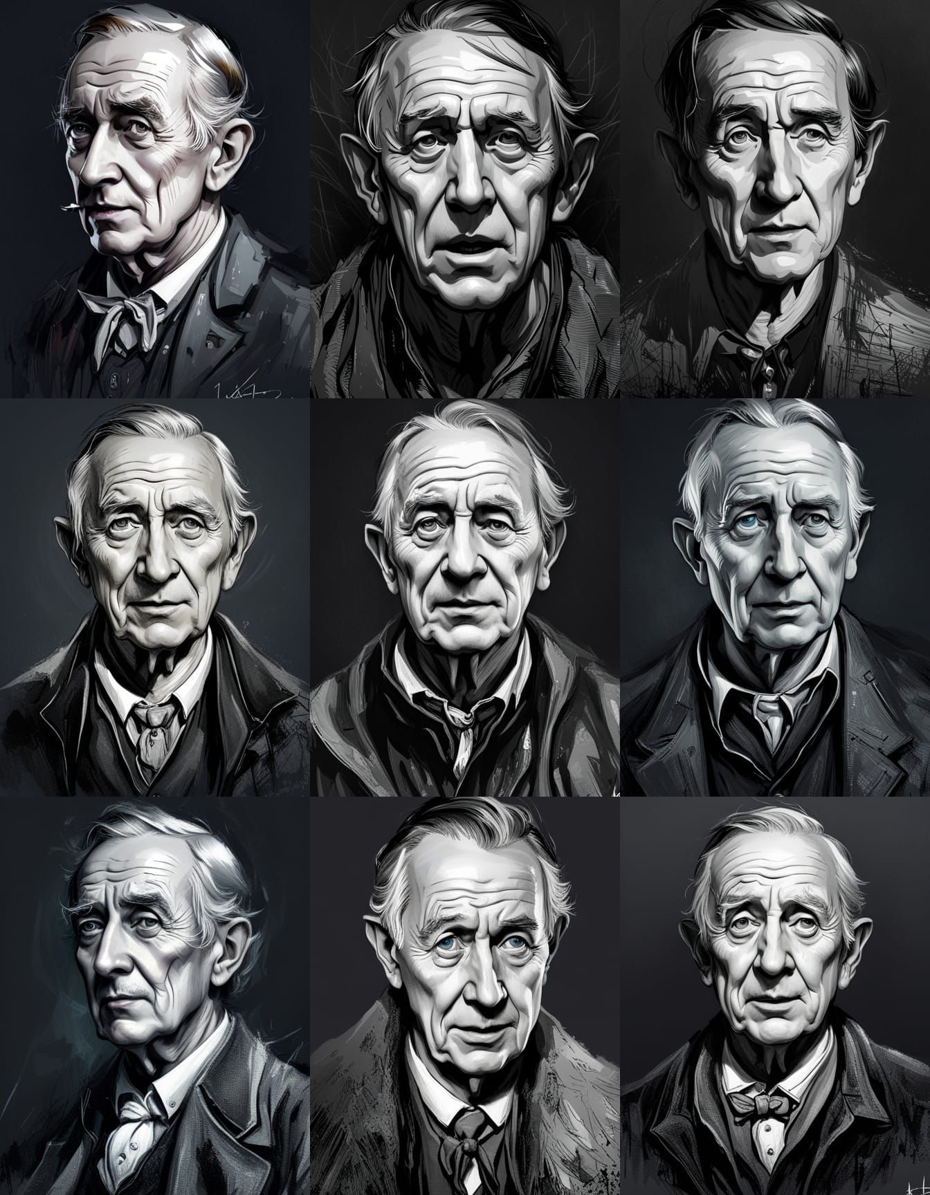Detailed Digital Portrait of J.R.R. Tolkien