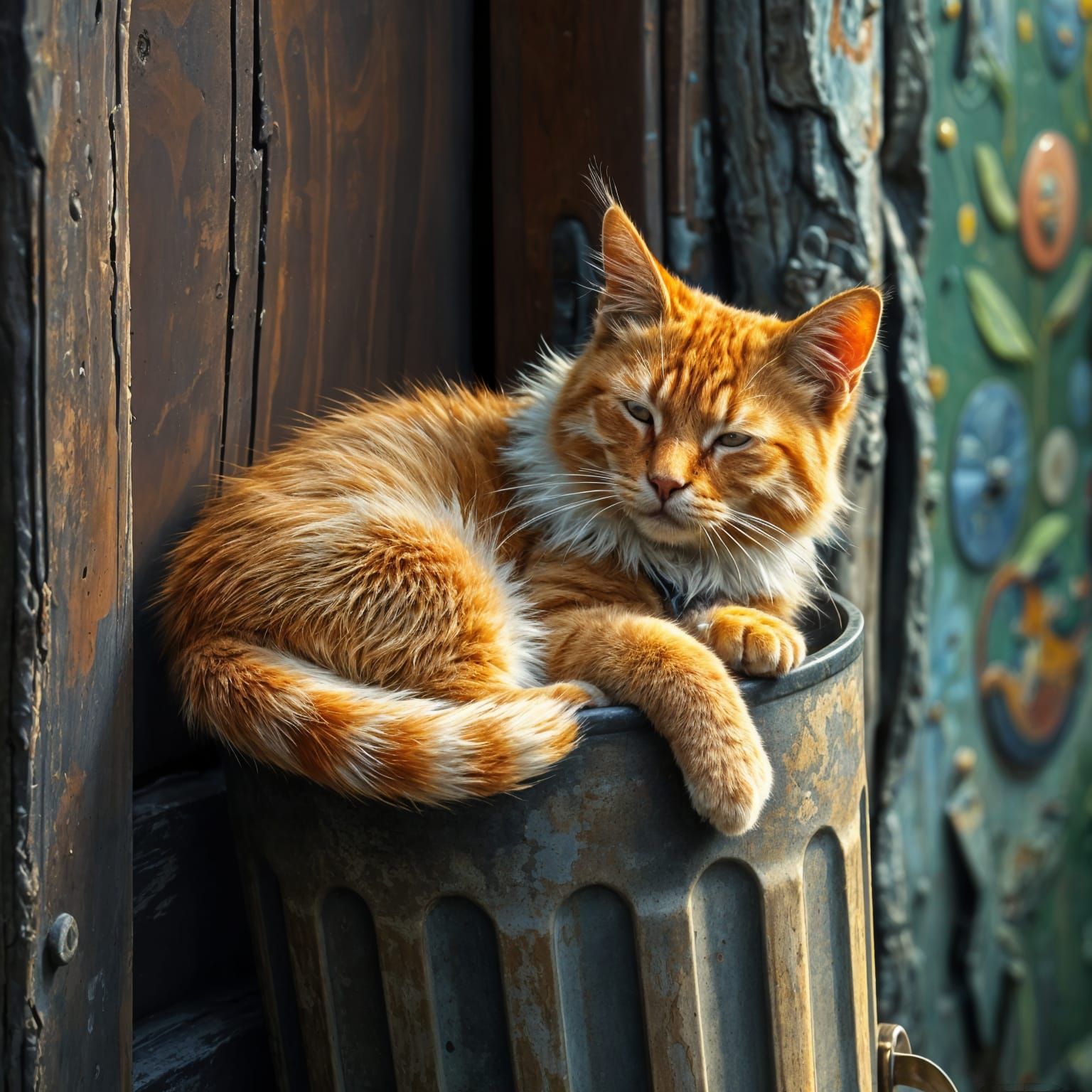 Orange Cat Sleeps: Hyperrealistic Concept Art