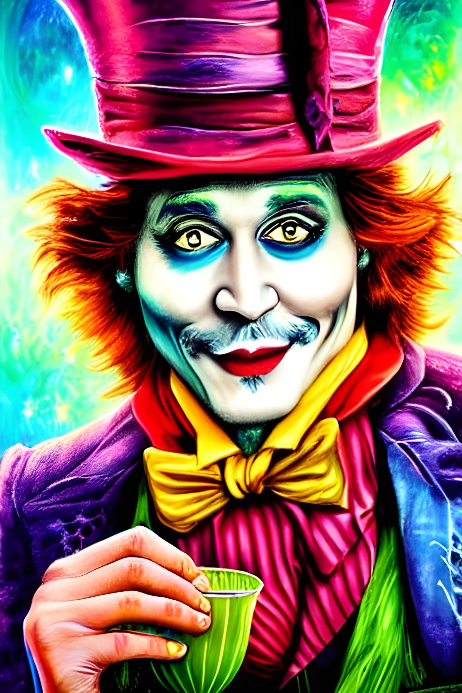 Mad Hatter in Wonderland, Hyperdetailed Portrait