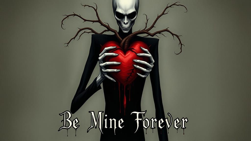 Gothic Horror Slenderman Valentine's Day Illustration